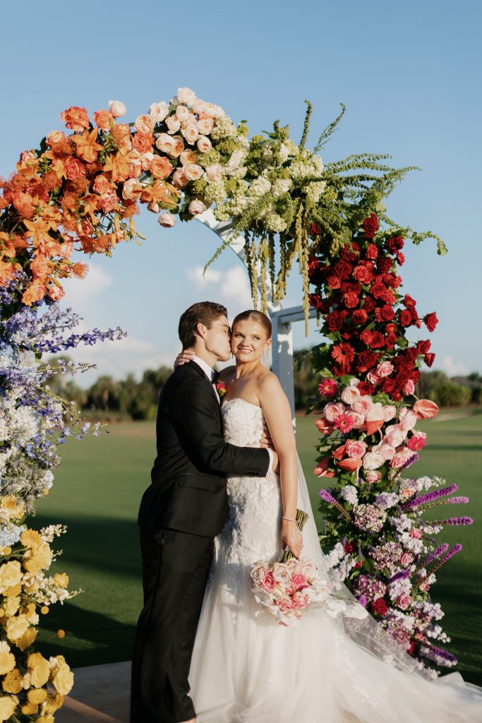 Colorful floral bouquet detail, TwinEagles wedding