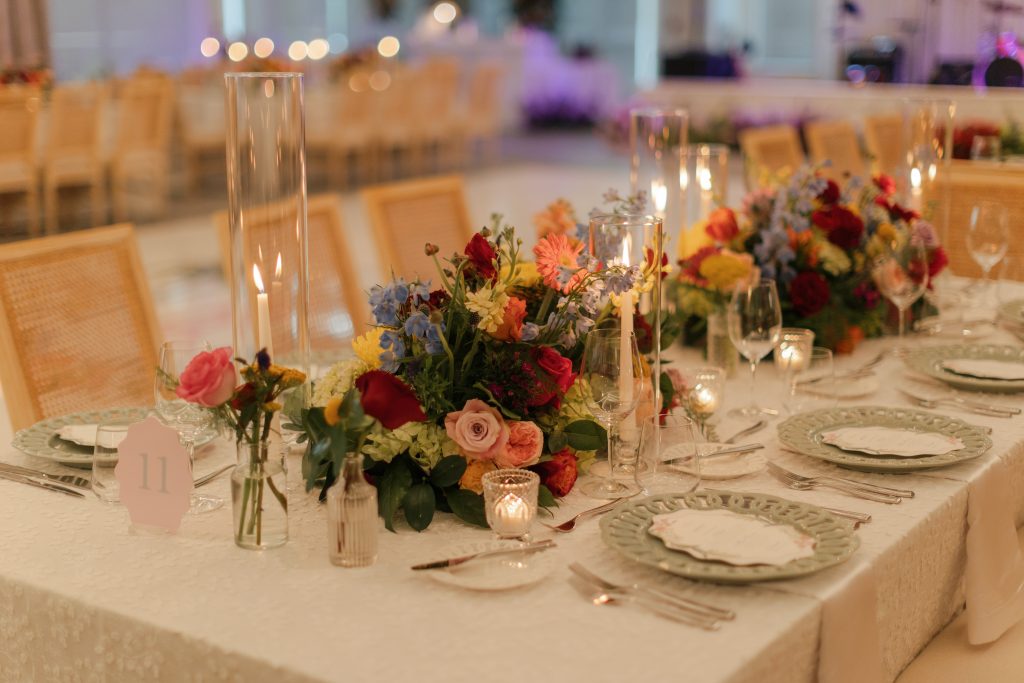 Colorful floral bouquet detail, TwinEagles wedding